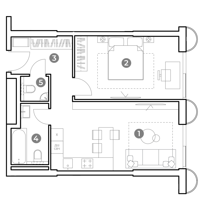 2 ккв (Евро) 49,5 м²