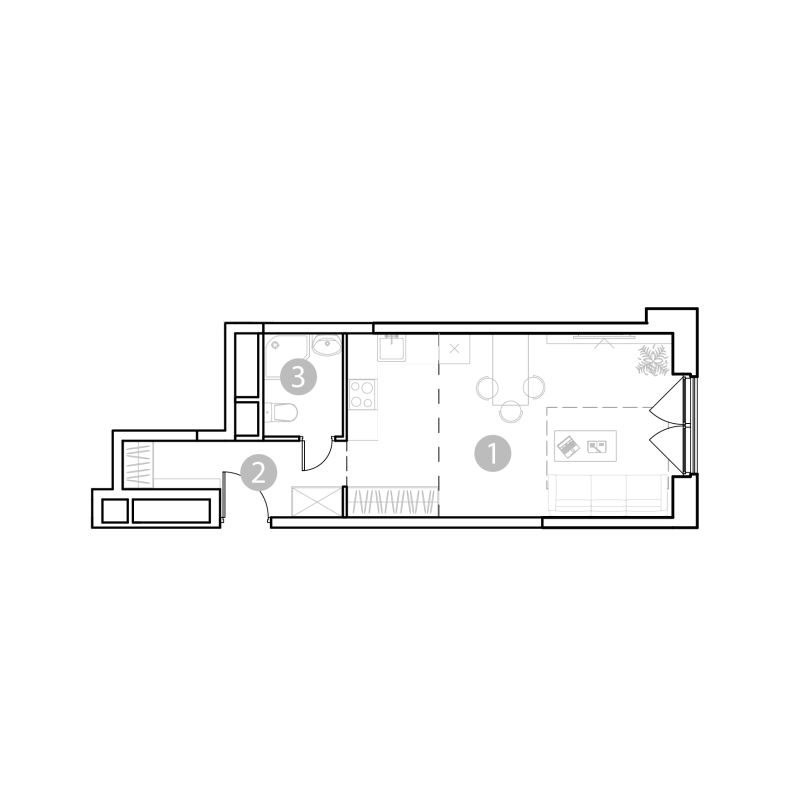 Студия 31,9 м²