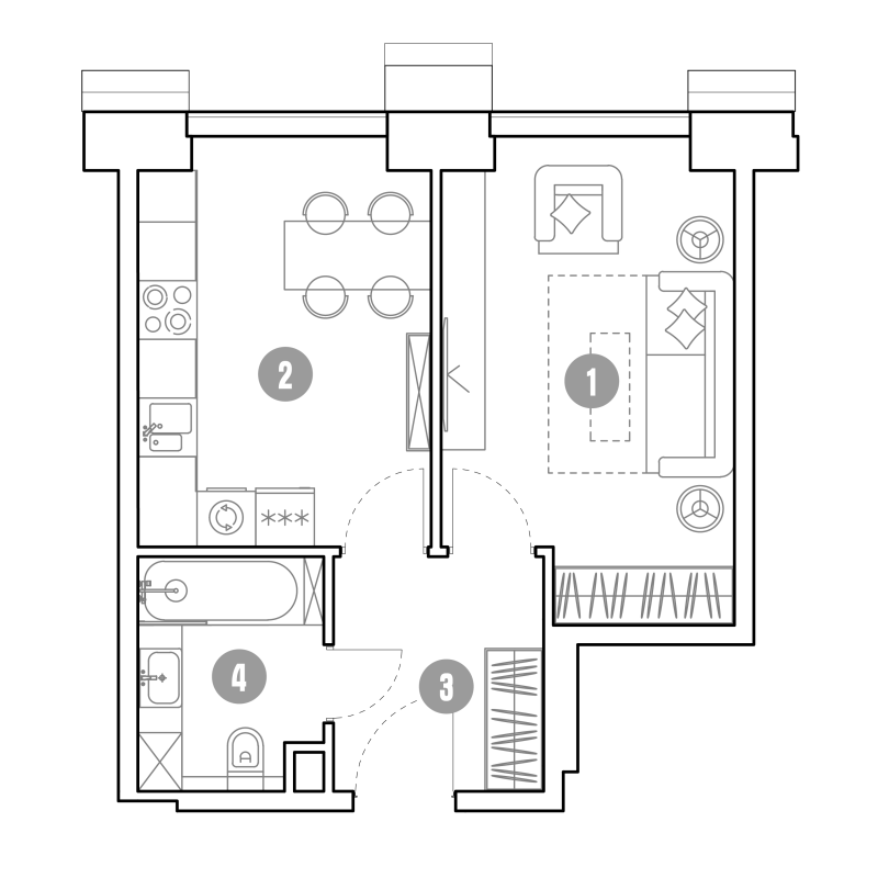 1 ккв 35,7 м²