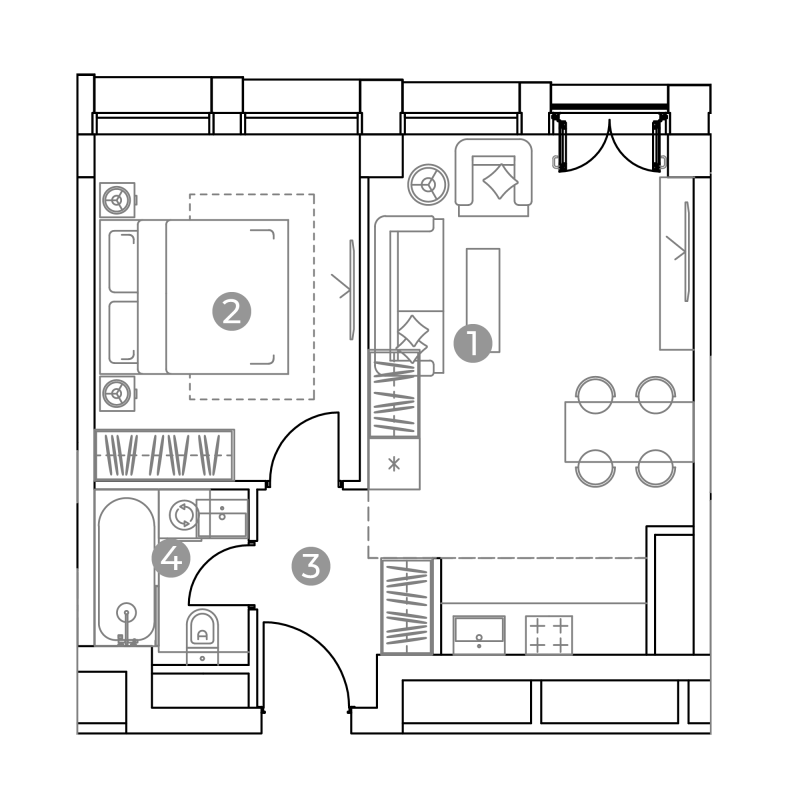 2 ккв (Евро) 41,8 м²