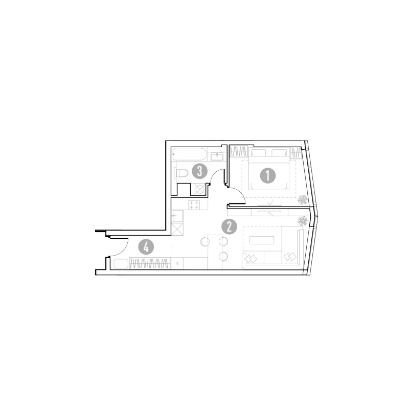 2 ккв (Евро) 44,2 м²