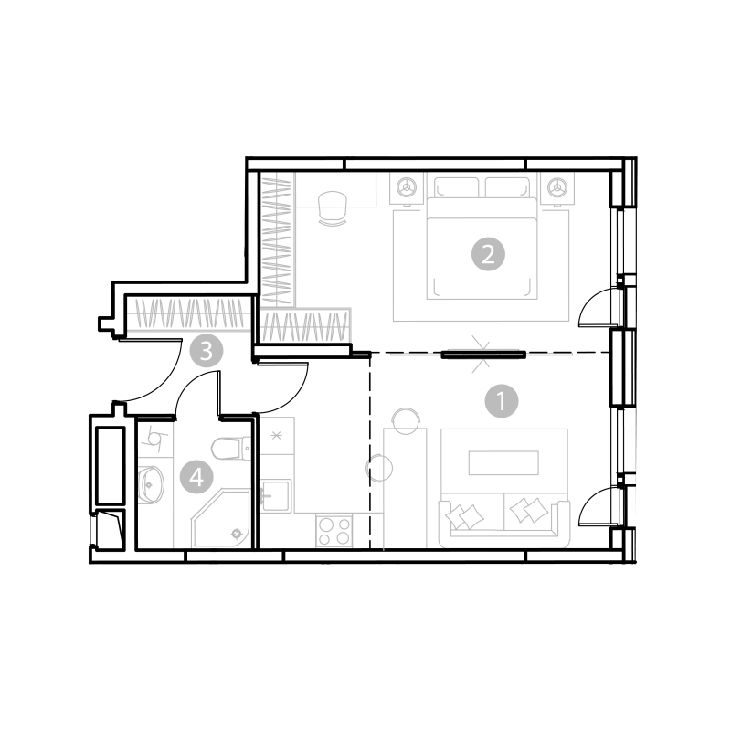 2 ккв (Евро) 43,3 м²