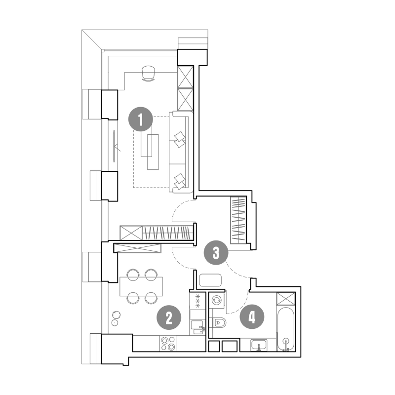 1 ккв 46 м²