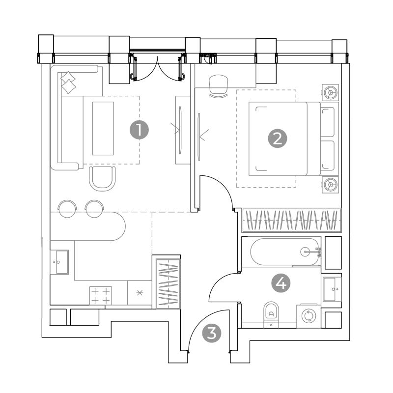 2 ккв (Евро) 43,8 м²