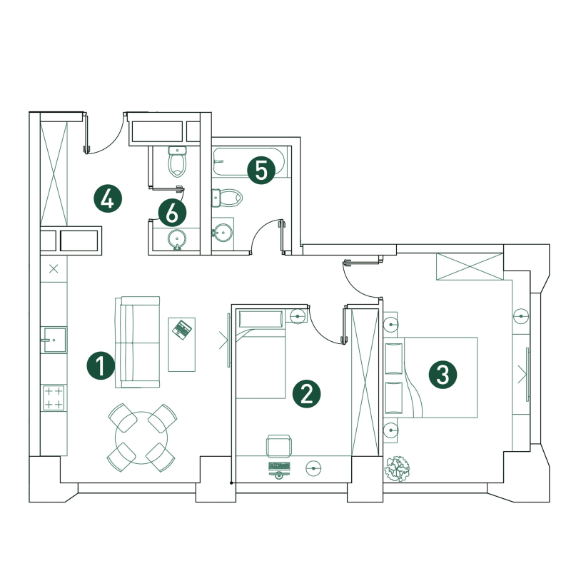 3 ккв (Евро) 65,8 м²