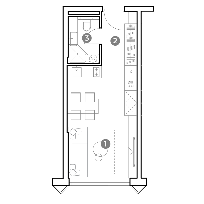 Студия 26,8 м²