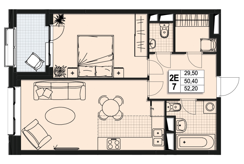 2 ккв (Евро) 49,9 м²