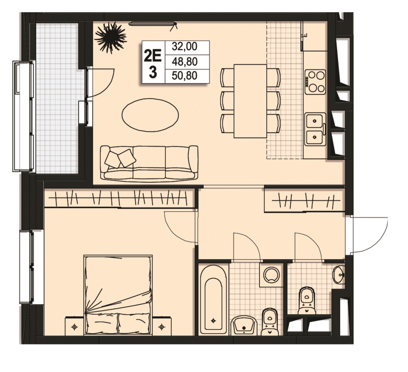 2 ккв (Евро) 48,4 м²