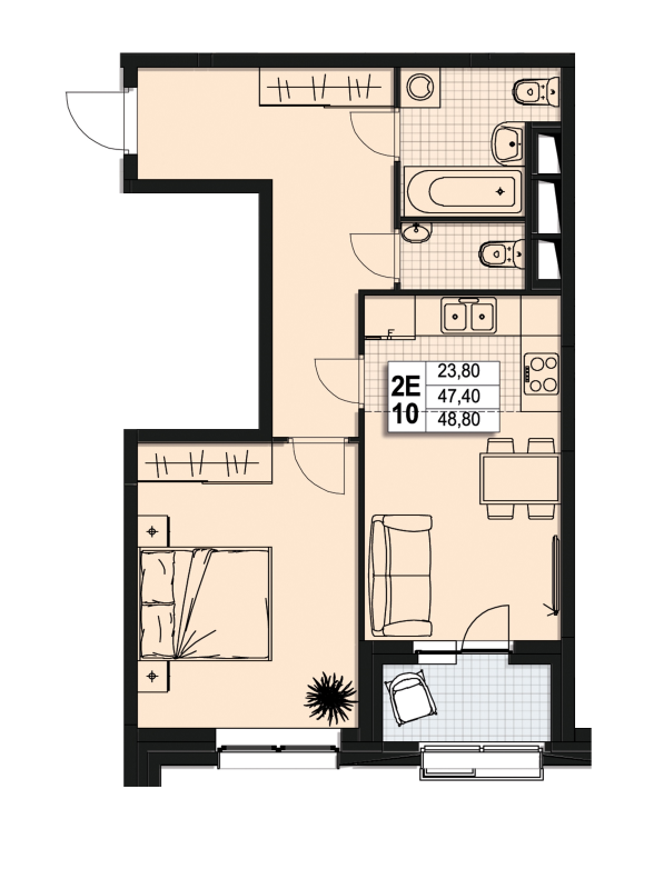 2 ккв (Евро) 46,8 м²