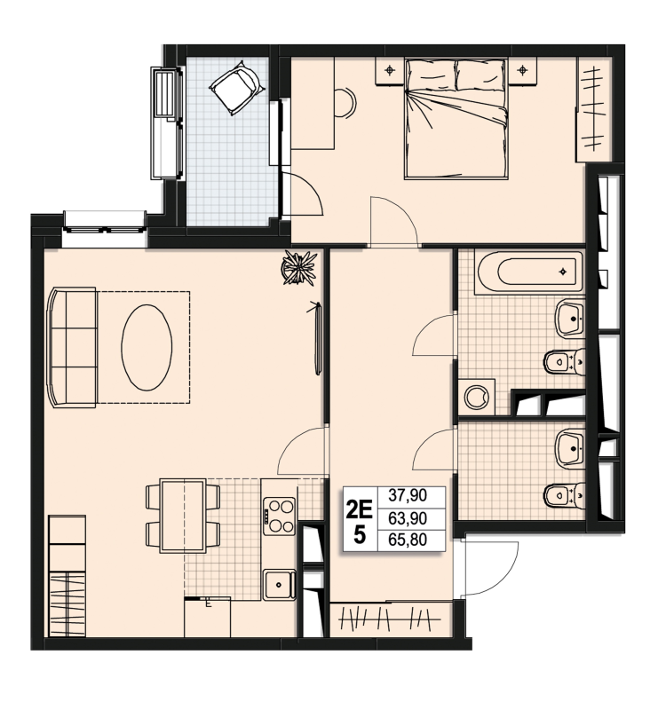 2 ккв (Евро) 63,5 м²