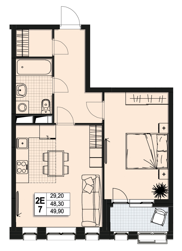 2 ккв (Евро) 48 м²