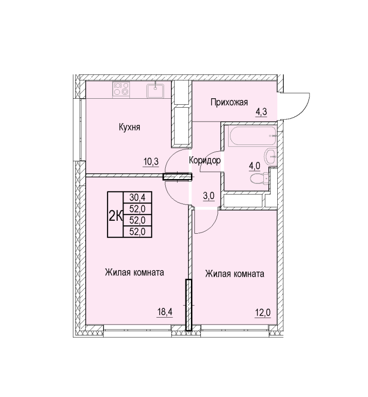 2 ккв 52 м²
