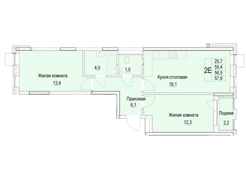 3 ккв (Евро) 56,5 м²