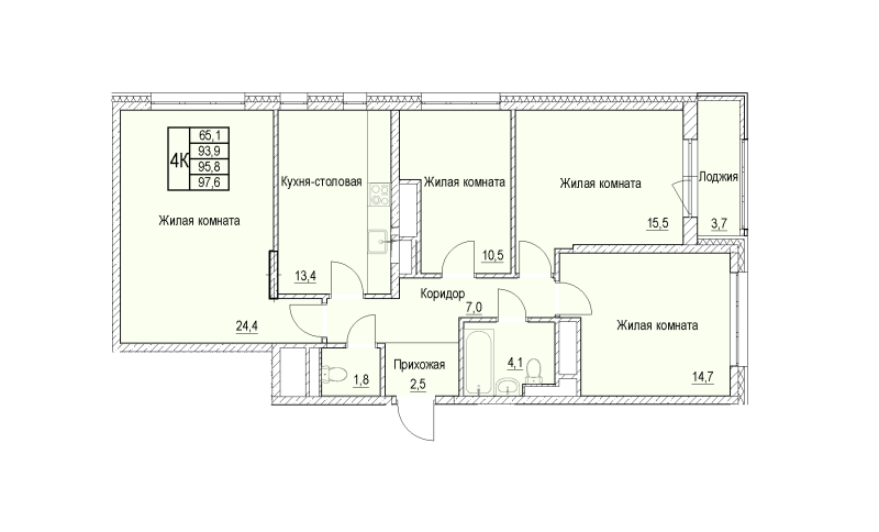 4 ккв 95,8 м²