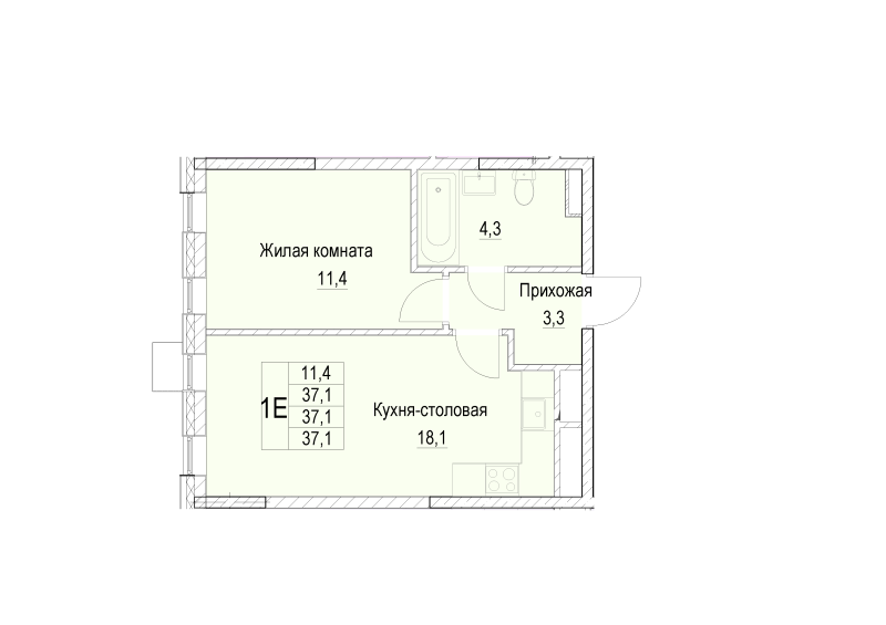 2 ккв (Евро) 37,1 м²