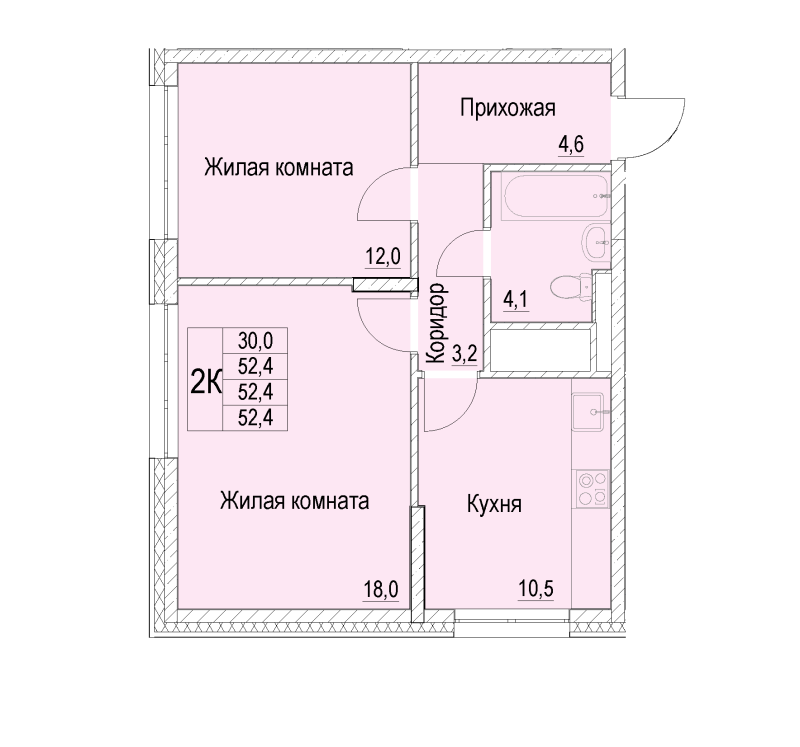 2 ккв 52,4 м²