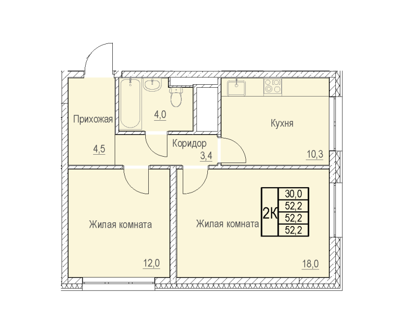 2 ккв 52,2 м²
