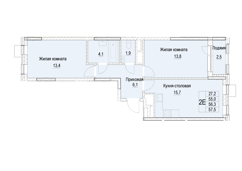 3 ккв (Евро) 56,3 м²