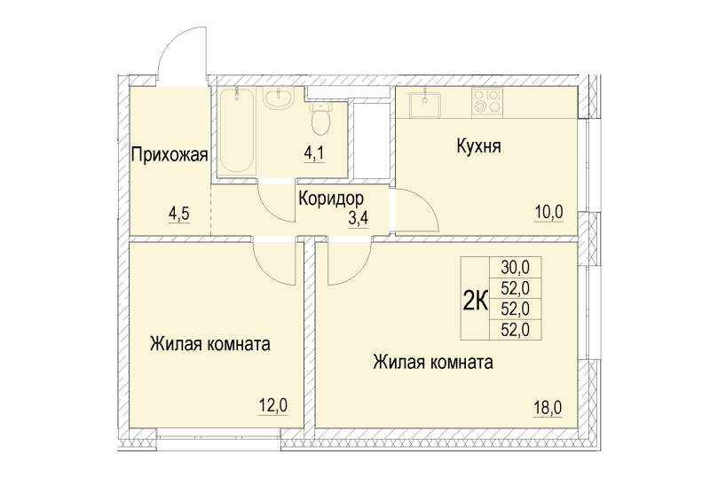 2 ккв 52 м²
