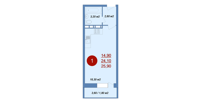 Студия 25,9 м²