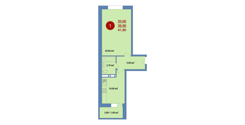1 ккв 41,8 м²