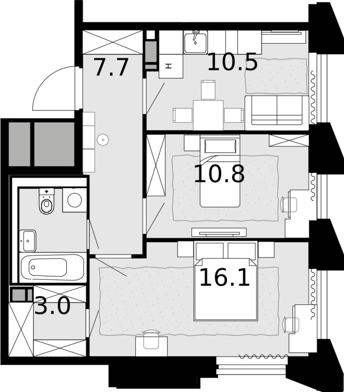 2 ккв 52,6 м²