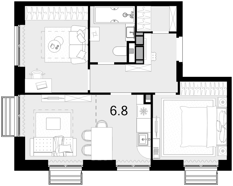 3 ккв (Евро) 49,1 м²