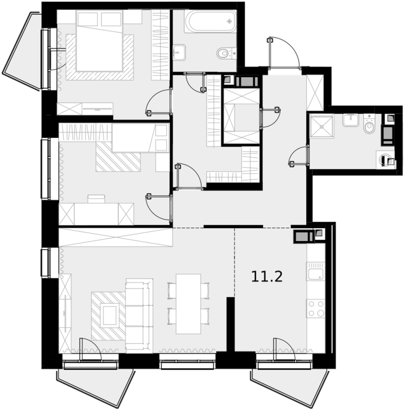 3 ккв (Евро) 89,1 м²