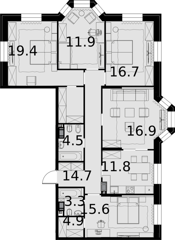 5 ккв 122,1 м²