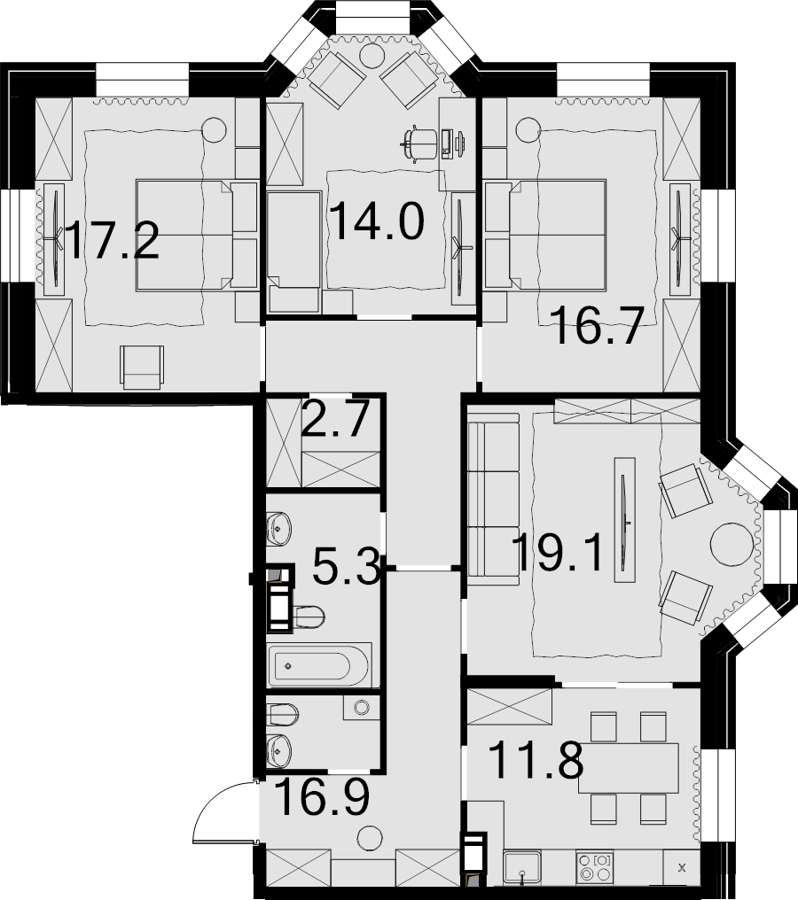 4 ккв 104,9 м²