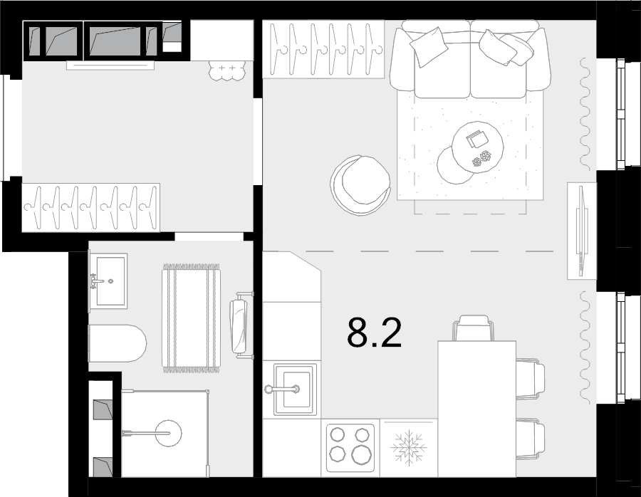Студия 24,9 м²