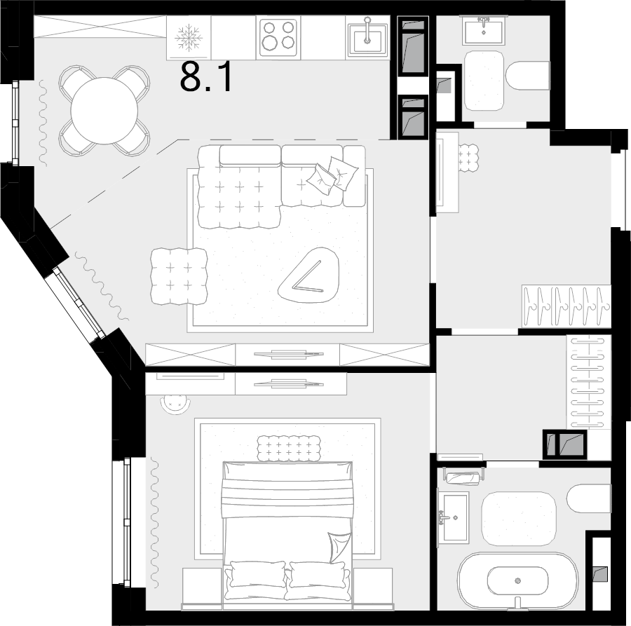 2 ккв (Евро) 51 м²