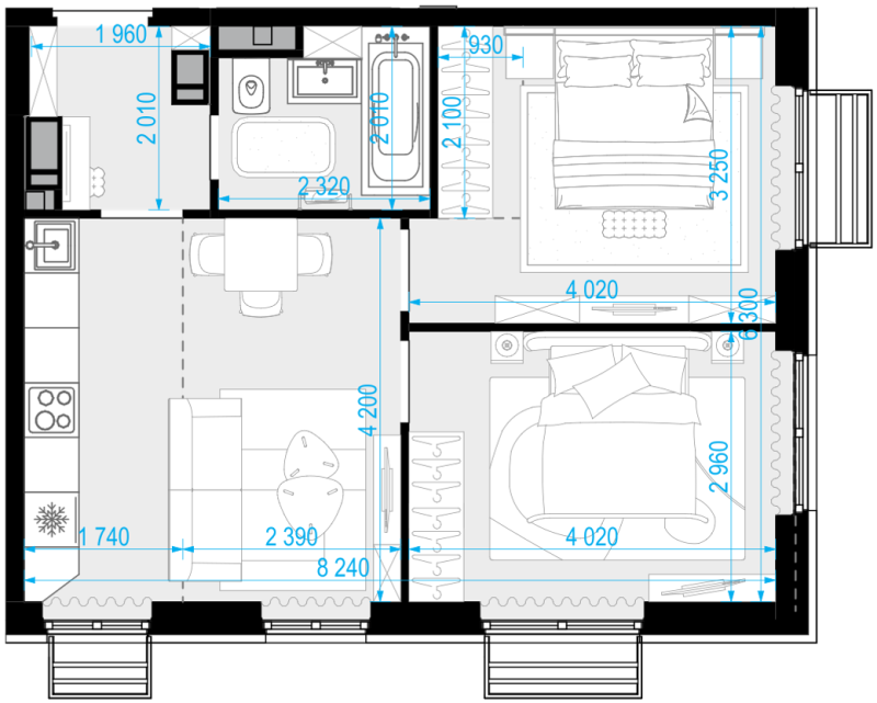 3 ккв (Евро) 51 м²