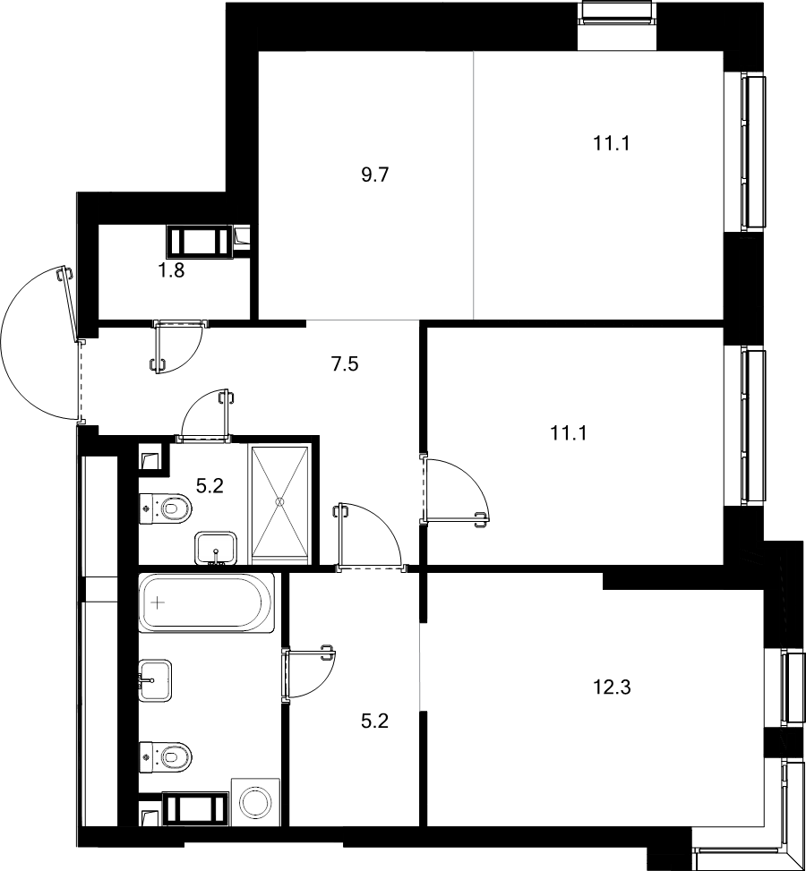 3 ккв (Евро) 67,1 м²