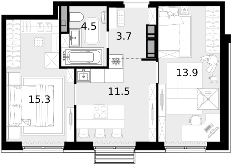 2 ккв 48,9 м²