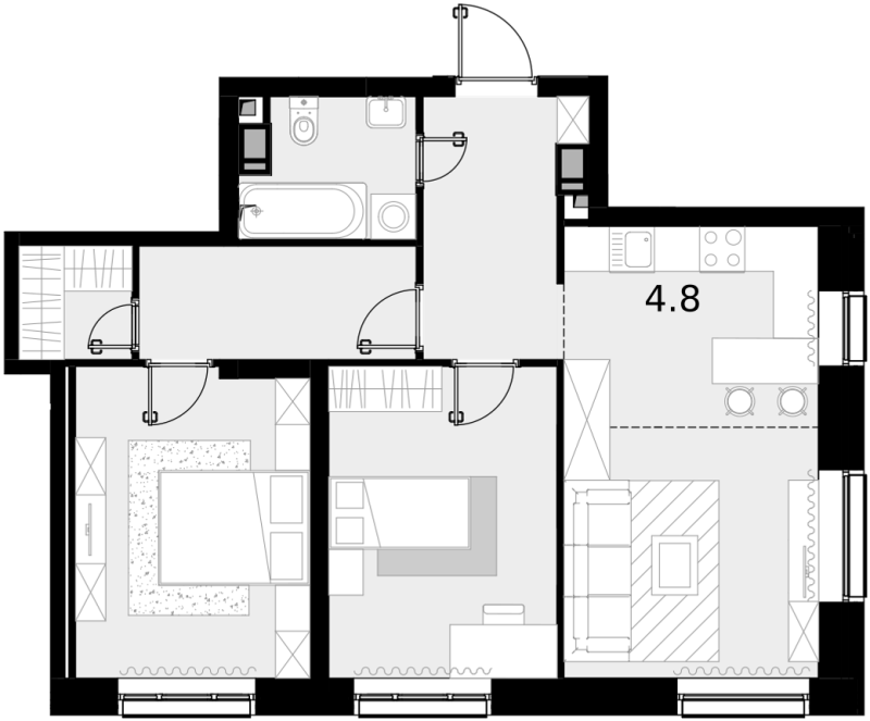 3 ккв (Евро) 75,9 м²