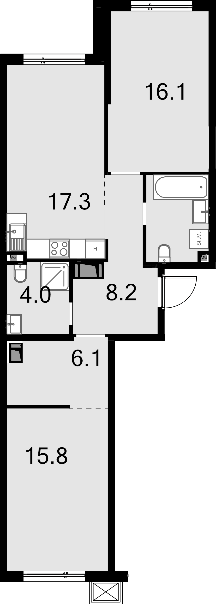 3 ккв (Евро) 71,3 м²