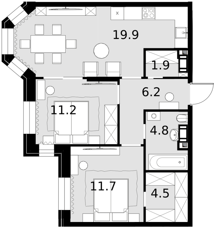 2 ккв 60,2 м²