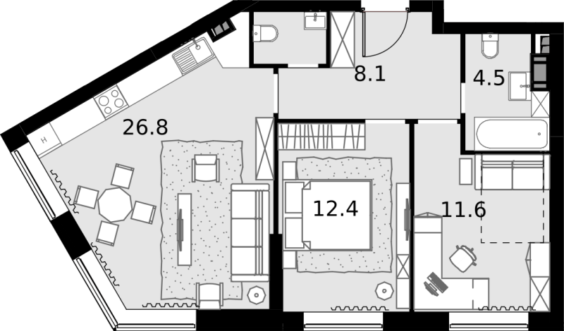 3 ккв (Евро) 65,3 м²
