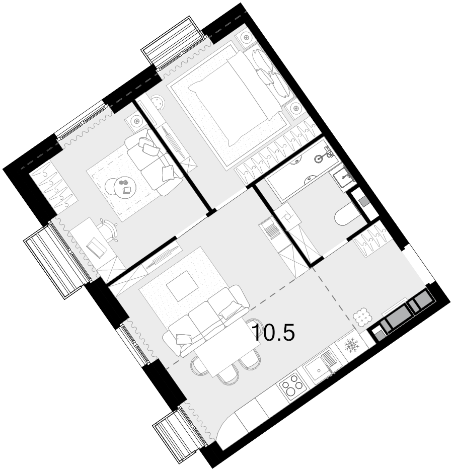 3 ккв (Евро) 50 м²