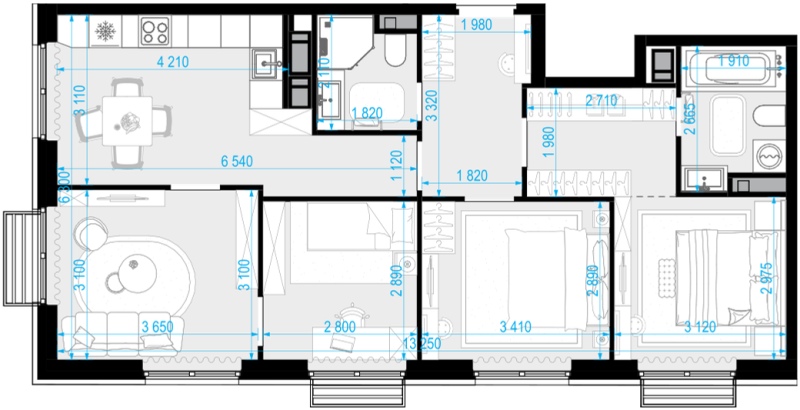 5 ккв (Евро) 76,8 м²