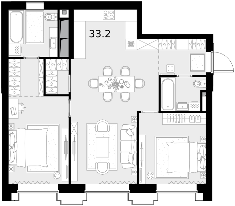 3 ккв (Евро) 79,8 м²