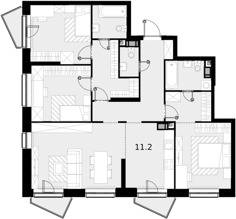 4 ккв (Евро) 107,2 м²