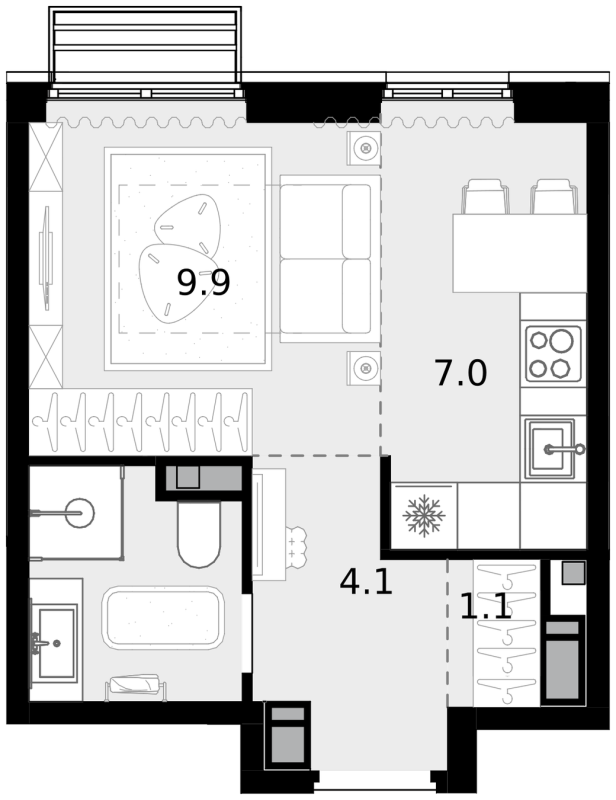 Студия 25,9 м²