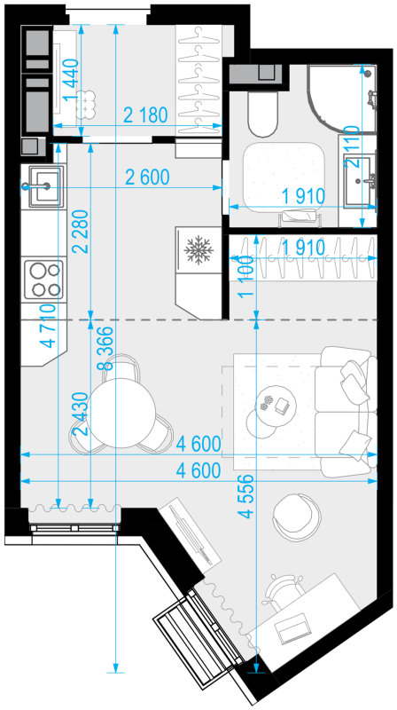 Студия 30,4 м²