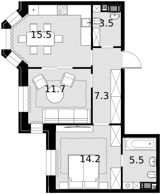 2 ккв 57,7 м²