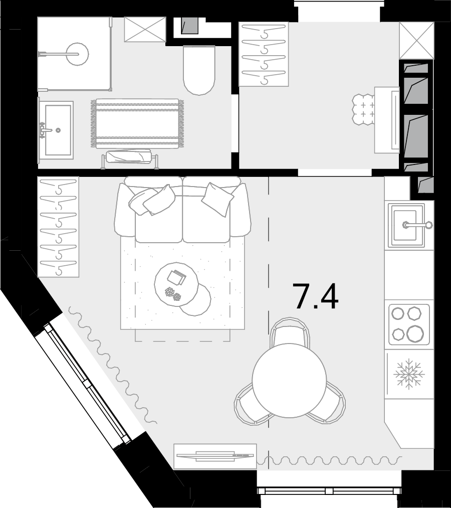 Студия 23,5 м²