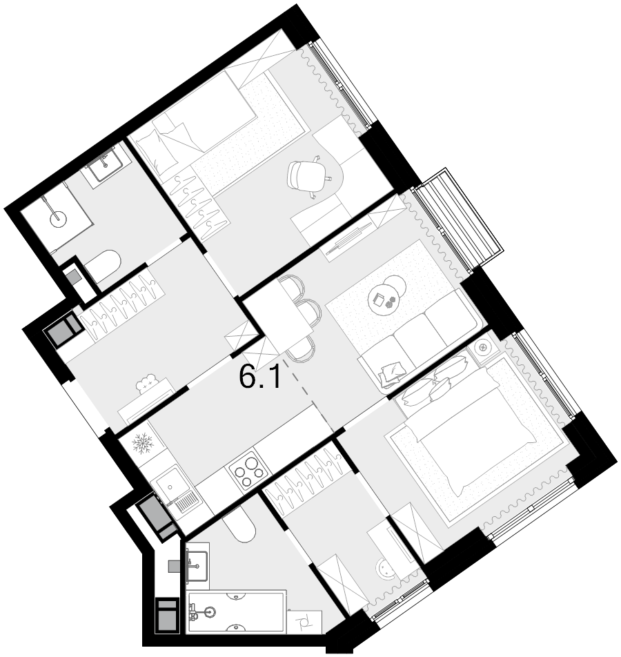 3 ккв (Евро) 53,1 м²