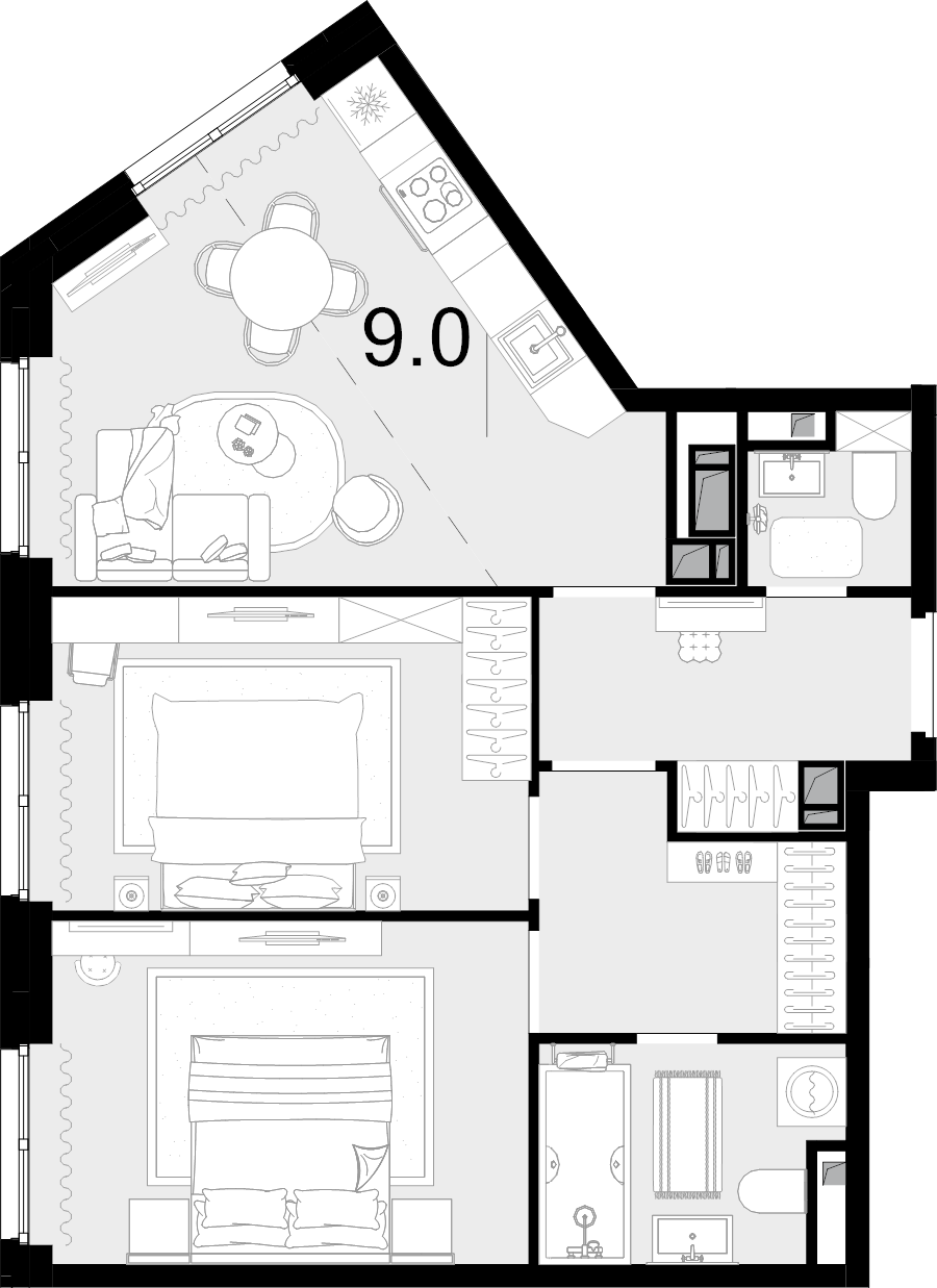 3 ккв (Евро) 60,3 м²