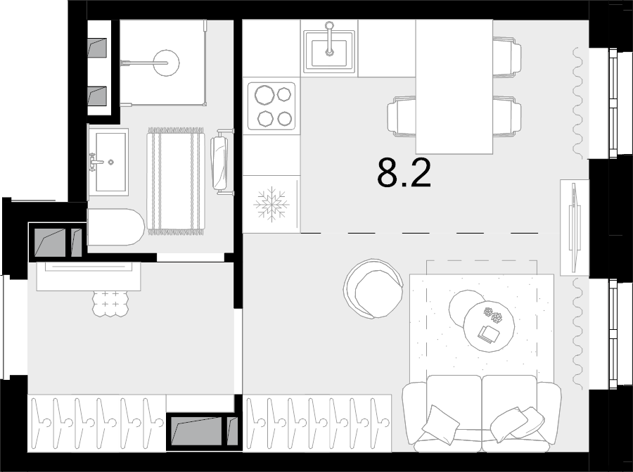 Студия 23,9 м²